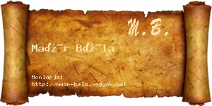 Maár Béla névjegykártya